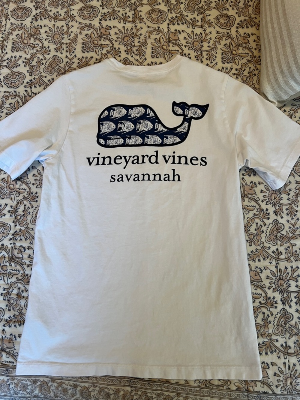 Vineyard Vines White Tee with Navy Whale Savannah Youth M